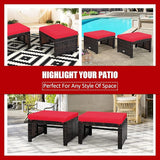 Tangkula 2 Pieces Patio Rattan Ottomans, All Weather Outdoor Footstool Footrest Seat with Soft Cushion, Hidden Zipper - Photo 10
