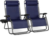 Best Choice Products Set of 2 Extra Wide Adjustable Steel Mesh Zero Gravity Lounge Chair Recliners w/Pillows and Cup - Photo 1