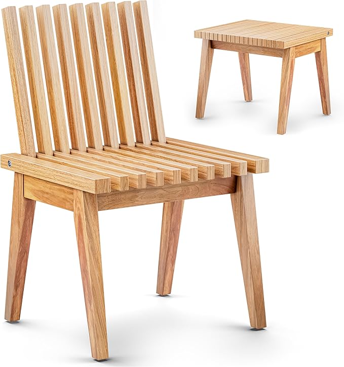 Melino Convertible Slat Bench, 3-in-1 Bench to Table to Chair, FSC Acacia Solid Wood for Indoor Outdoor - Patio, Entryway, Living Room, Guest Room - Easy Assembly, 20 Inch