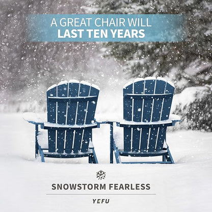 YEFU 3-Piece Adirondack Chair and Table Set: Outdoor Lounge Furniture Set - Outdoor Chair Plastic Weather Resistant with Wide Armrests for Patio Lawn Pool Porch Garden(Navy