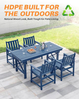 HDPE Outdoor Dining Table, 66.9” Rectangle Patio Dining Table for 6 - Photo 5