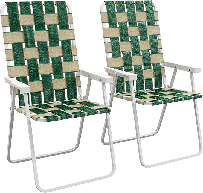 Outsunny Set of 2 Patio Folding Chairs, Classic Outdoor Camping Chairs, Portable Lawn Chair Set for Camping, Garden - Photo 1