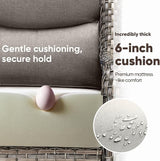Swivel Patio Chairs sofa Set of 6 - 6" Thick Cushion - Wicker Outdoor Swivel Rocker Patio Chair ,Sofa/Glass coffee - Photo 3