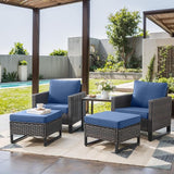 Rilyson Wicker Outdoor Patio Furniture Set - 5 Piece Patio Conversation Set with 2 Wicker Armrest Chairs - Photo 1