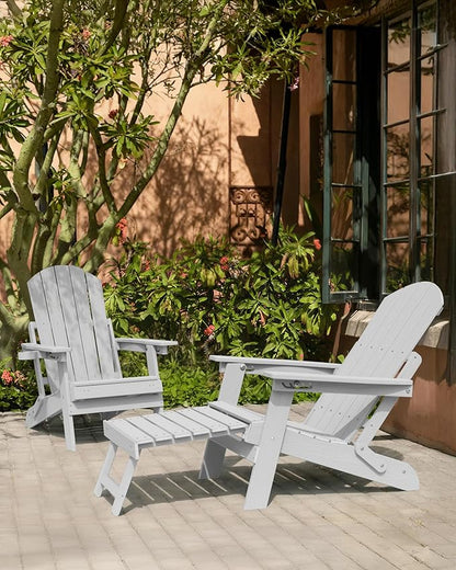 YEFU Adjustable Adirondack Chair with Retractable Ottoman Set of 6,Folding Adirondack Chair with Cup-Holder, Outdoor Chairs with Footrest,Weather Resistant Fire Pit Chairs,for Patio Lawn
