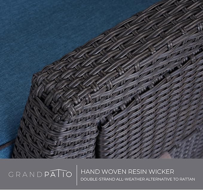Grand patio Outdoor Recliner Chair Patio 150° Lay Flat Recliner with Flip Table Wicker Reclining Lounge Chair Peacock - Photo 8