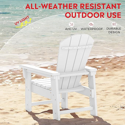 Costaelm Kids Lawn Chair Set of 2, Toddler Outdoor Chair Kids Patio Furniture and Outdoor Children Picnic Activity Baby Adirondack Chairs Set of 2 for Garden, Patio, Backyard & Beach, White