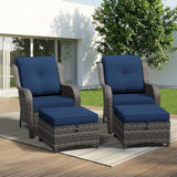 4 Piece Outdoor Wicker Patio Furniture Set, Patio Chairs Set with Thickened Olefin Cushions, High Back and Deep Seating - Photo 9