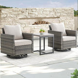 Outdoor Patio Swivel Rocker Chairs - 3 Piece Wicker Patio Furniture Bistro Swivel Rocking Chairs Set with Comfortable - Photo 1