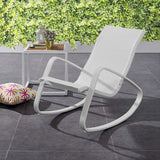 Modway Traveler Outdoor Patio Aluminum Mesh Rocking Sling Lawn Chair Glider in White White - Photo 2