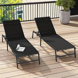 Tangkula Lounge Chair Outdoor Set of 2, Foldable Patio Chaise Lounge Chairs with 5-Position Adjustable Backrests - Photo 2