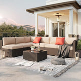SUNCROWN 7-Piece Outdoor Sectional Sofa Couch - PE Rattan Wicker Modular Patio Furniture Conversation Set with Washable - Photo 8