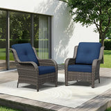 Patio Chairs Set of 2, Outdoor Wicker Patio Furniture Set with Thickened Olefin Cushions, High Back and Deep Seating - Photo 1