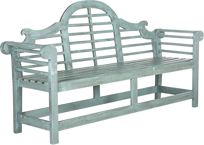 Safavieh Outdoor Collection Khara Bench, Beach House Blue