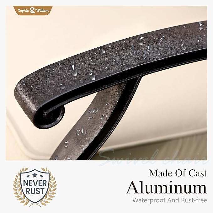Sophia & William 2 Pieces Cast Aluminium Patio Dining Chairs Bronze with Cushions - Photo 5