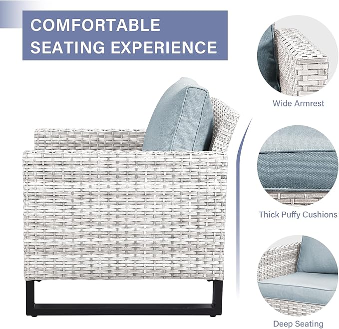 Wicker Outdoor Patio Chairs Set - 3 Piece Rattan Patio Furniture Bistro Chairs Set with Waterproof Wicker - Photo 4