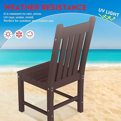 Costaelm Armless Outdoor Chair, Patio Adirondack Chair, HDPE Poly Lumber Waterproof Restaurant Bistro Kitchen Dining Chair for Outside Porch Backyard Garden, Dark Brown