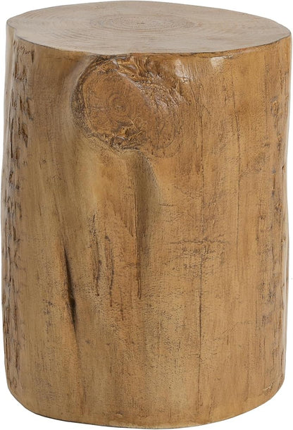 Outdoor Side Table Patio Stump Side Tables Faux Wooden End Table Small Coffee Tables for Indoor Outdoor, Garden Stool Plant Stand for Porch, Backy,Round, Brown