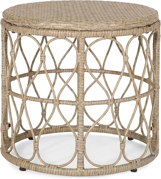 Bruce Outdoor Side Table - Wicker - Light Brown