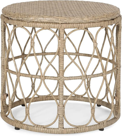 Bruce Outdoor Side Table - Wicker - Light Brown