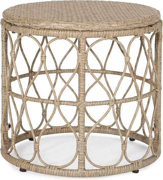 Bruce Outdoor Side Table - Wicker - Light Brown