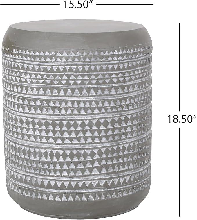 Outdoor Lightweight Concrete Side Table Durable Weather Resistant Patio Furniture for Garden Balcony and Poolside Decor