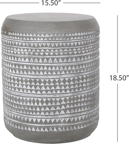 Outdoor Lightweight Concrete Side Table Durable Weather Resistant Patio Furniture for Garden Balcony and Poolside Decor