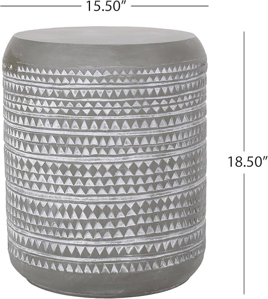 Outdoor Lightweight Concrete Side Table Durable Weather Resistant Patio Furniture for Garden Balcony and Poolside Decor