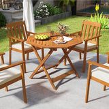 Tangkula 35.5" Octagonal Patio Dining Table, Hardwood Outdoor Bistro Table with Slatted Tabletop - Photo 2