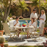 42" Outdoor Patio Table Dining Table, All Weather Metal Round Patio Table with Adjustable Umbrella Hole - Photo 2