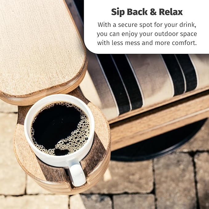 LuxCraft Adirondack Chair Cup Holder Attachment for Outdoor Lounge Furniture, Stationary Drink Holder for Swings, Gliders, Bench, Deck or Camping Chair - Amish Made in America (Aruba Blue)