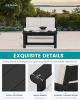 SERWALL Outdoor Loveseat, Black Frame and Khaki Cushion - Photo 4