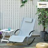 Outsunny Zero Gravity Rocking Chair Outdoor Chaise Lounge Chair Recliner Rocker with Detachable Pillow and - Photo 2