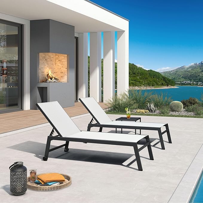 PURPLE LEAF 6-Piece Outdoor Chaise Lounge Oversized Pool Lounge Chairs with Easy-to-Move Wheels and Adjustable Backrest - Photo 2