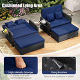 COSTWAY Patio Rattan Daybed with Cushions, Outdoor Wicker Loveseat Sofa with Storage Ottoman - Photo 6
