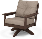 POLYWOOD® Vineyard Deep Seating Swivel Chair in Mahogany/Spiced Burlap - Photo 1
