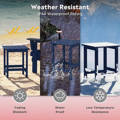 Costaelm Lakeview Outdoor Patio HDPE Adirondack Chair with Cup Holder and Table Set, Navy Blue