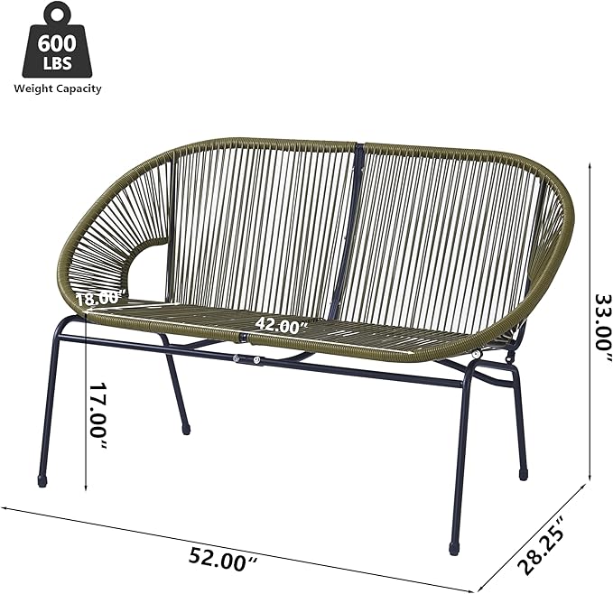 GDFStudio Patio Loveseat All-Weather Rattan 2 Seater Sofa Outdoor Patio Furniture Set for Balcony Poolside Backyard - Photo 2