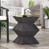 Outdoor Concrete Side Table Faux Stone End Table, Square Outdoor Accent Tables, Garden Stool Plant Stand for Porch - Photo 4
