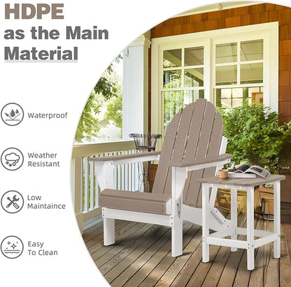 Aoodor HDPE Outdoor All-Weather Folding Adirondack Chair for Patio, Garden, Backyard, Lawn, Fire Pit, Set of 4, Brown