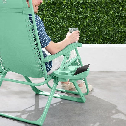 Best Choice Products Adjustable Zero Gravity Chair, Monochromatic Color Folding Patio Recliner w/Side Tray, Headrest - Mint