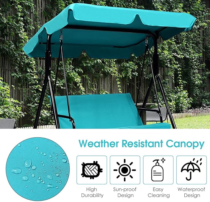 Tangkula 2 Person Porch Swing, Outdoor Swing with Removable Cushions, Solid Steel Structure - Photo 8