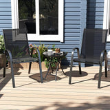 Tangkula Round Folding Side Table, 18 Inch Patio Coffee Table with Tempered Glass Tabletop and Metal Frame - Photo 5
