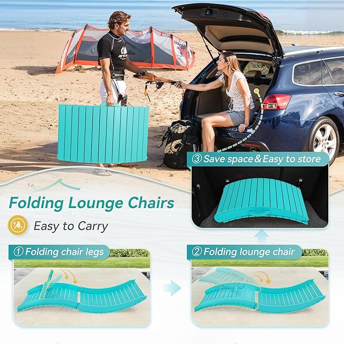 Folding Pool Lounge Chairs Set of 2 - Photo 3