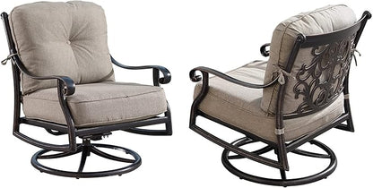 Oakland Living Aluminum Outdoor Swivel Club Finish with Thick Tan Polyester Cushions (Set of 2) Deep Seating Rocking Chairs, Antique Copper (AZCANYON-2CHAIR-AC)