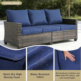 All Weather Patio Sofa, 3 Seat Outdoor Couch with High Back and Thick Cushions - Photo 3
