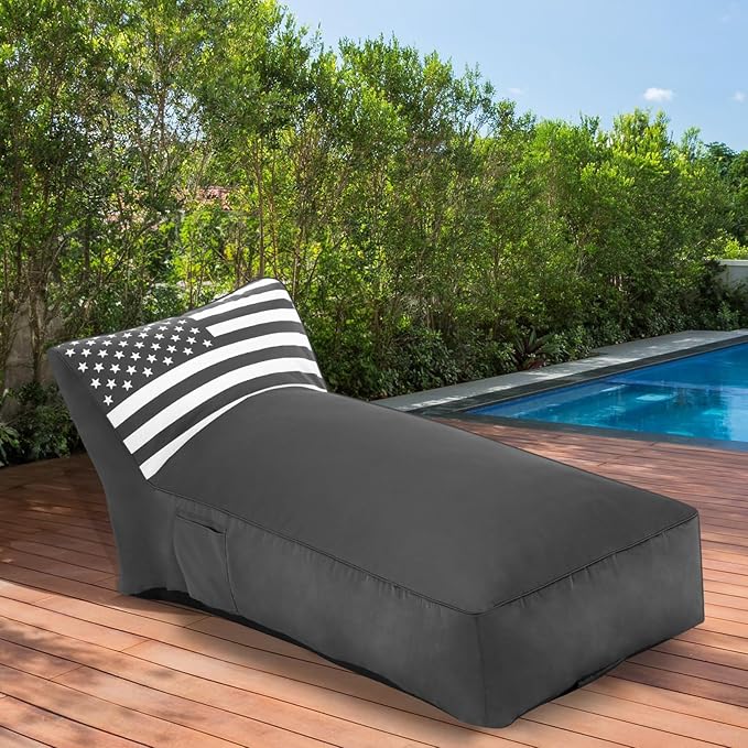 Outdoor Chaise Lounge Chair, Sunbed UV Resistant American Flag Sofa Couch Patio Waterproof Outside Sunlounge Reclining - Photo 7