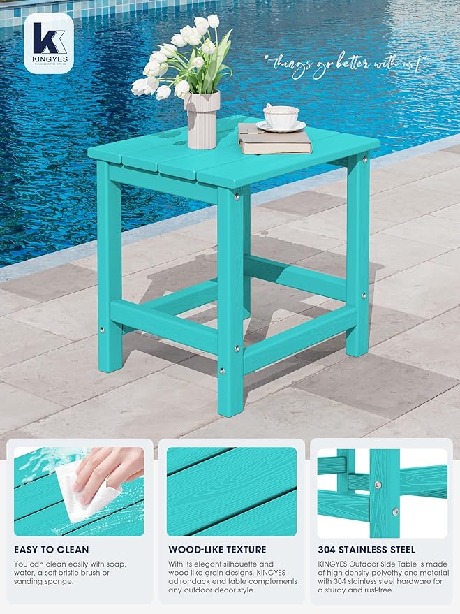 KINGYES Adirondack Outdoor Side Table, Aruba Blue - Photo 5