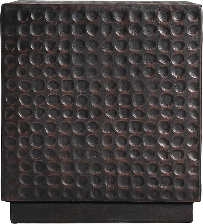 Christopher Knight Home Jeanie Outdoor Side Table Lightweight Concrete, Patio End Table Cube, MGO Fluted Coffee Table for Outside, Garden, Backyard, Poolside Accent Table, Dark Brown Copper