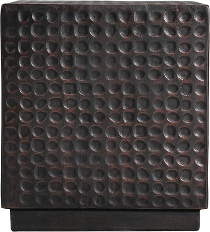 Christopher Knight Home Jeanie Outdoor Side Table Lightweight Concrete, Patio End Table Cube, MGO Fluted Coffee Table for Outside, Garden, Backyard, Poolside Accent Table, Dark Brown Copper